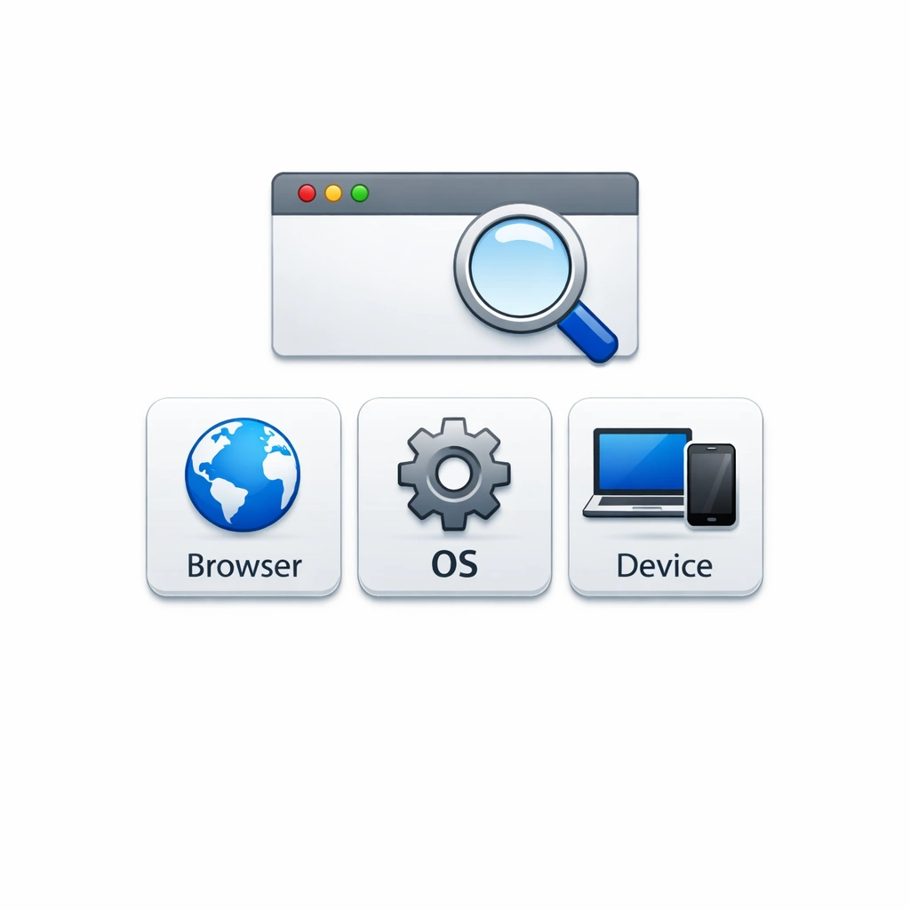 Browser information checker for detecting browser, operating system, and device details