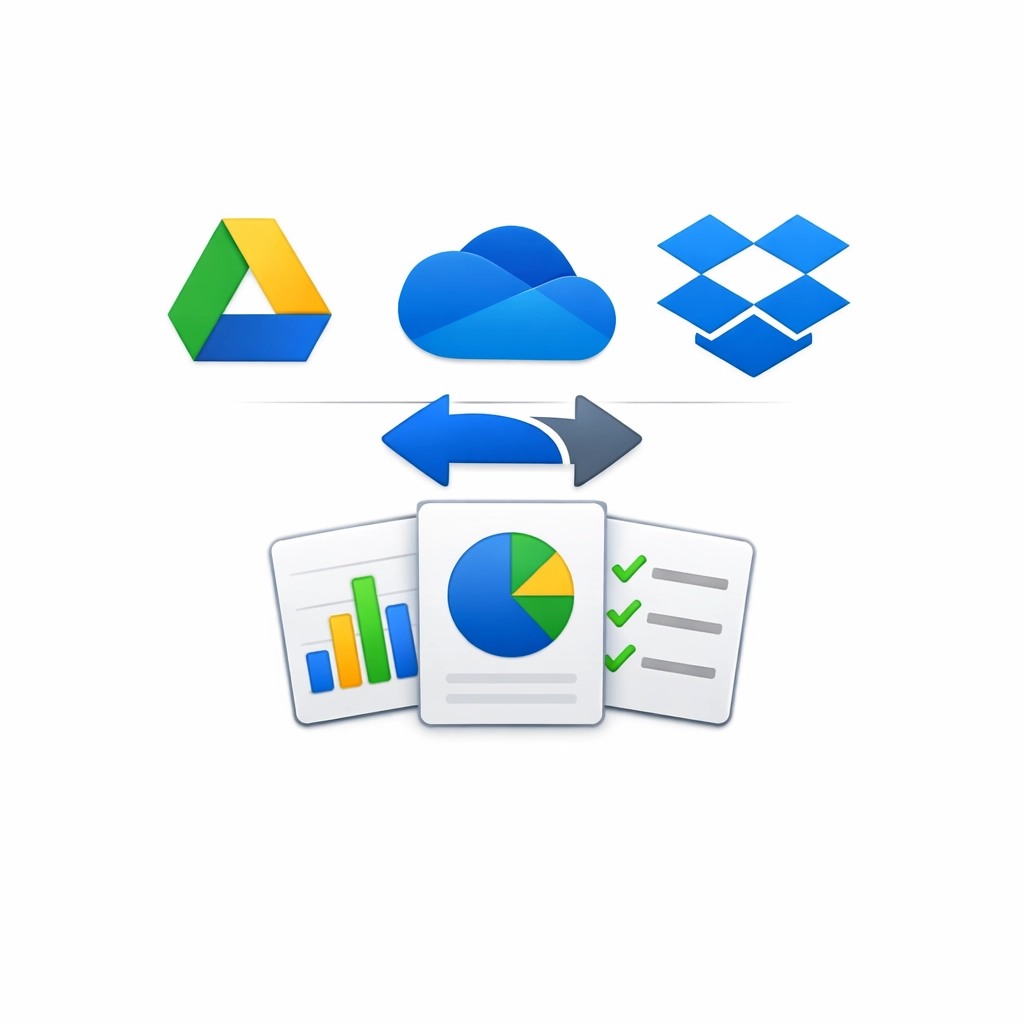 Cloud storage comparison tool for comparing Google Drive, OneDrive, and Dropbox features
