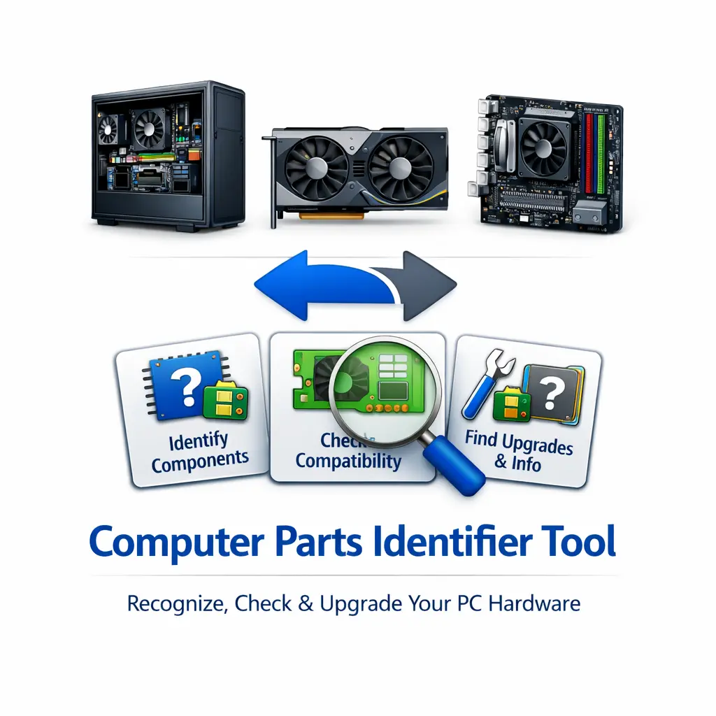 Computer parts identifier tool for recognizing PC hardware, checking compatibility, and finding upgrade information
