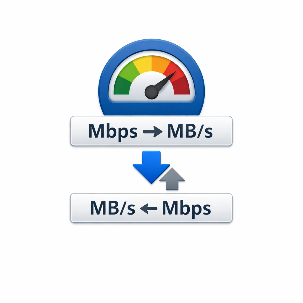 Internet speed converter for converting Mbps to MB/s and MB/s to Mbps