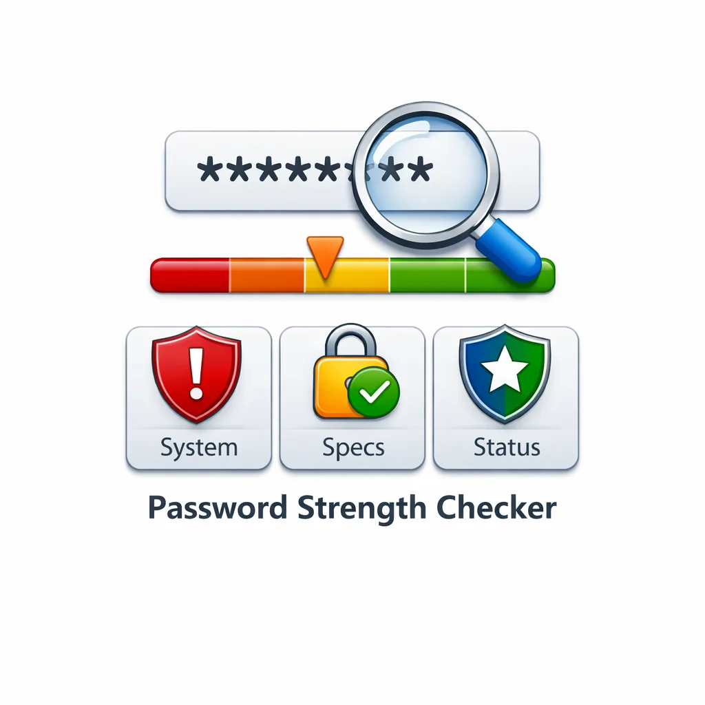 Password strength checker for testing password security, strength level, and protection status